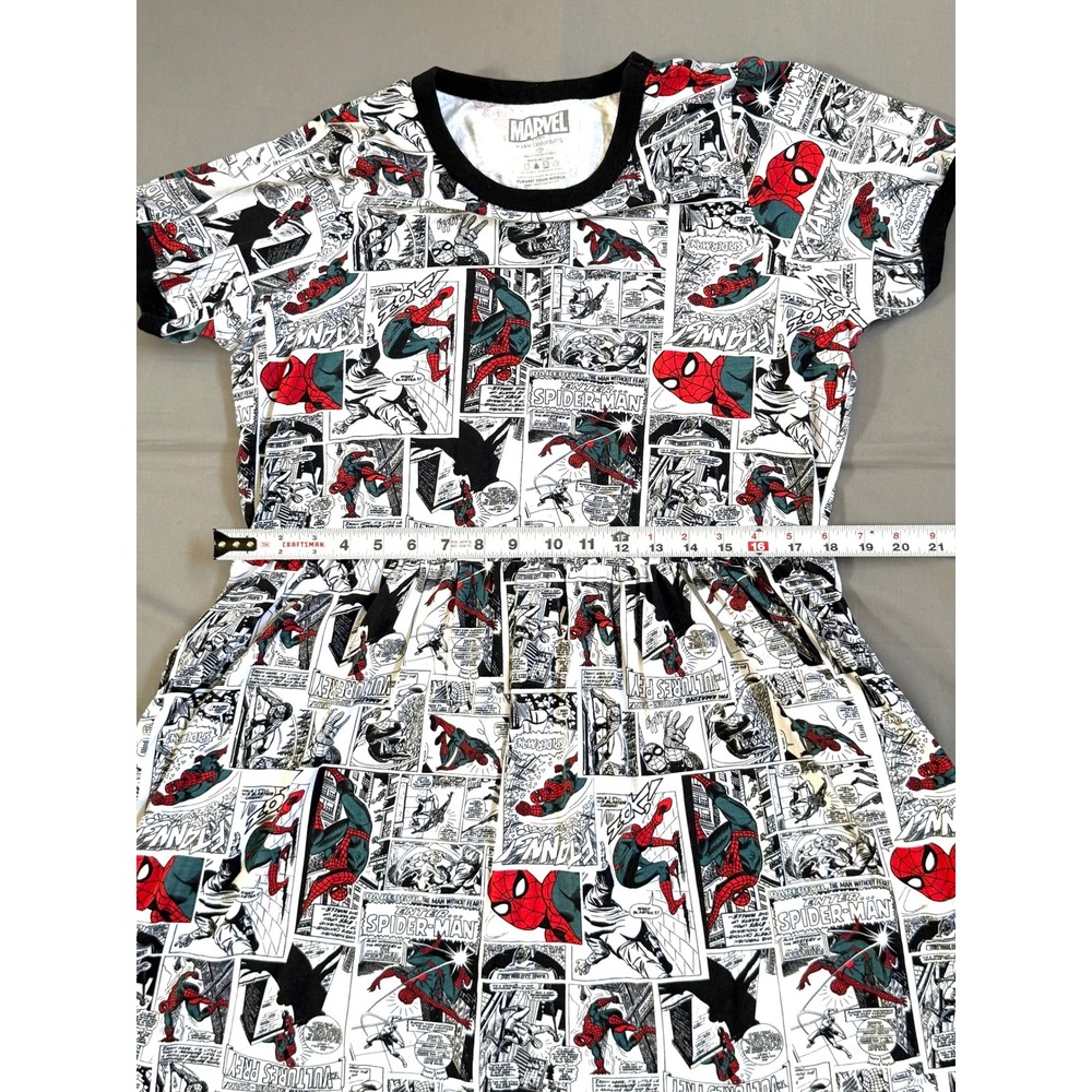 Marvel Women's Spider-Man Comic Print Dress - Black & White with Red Accents - Picture 5 of 6